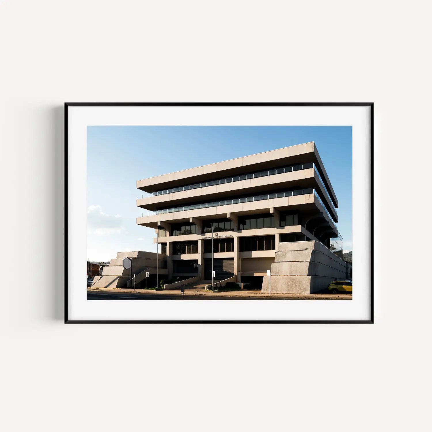 Ray Walsh House, Tamworth architecture photography print in frame.